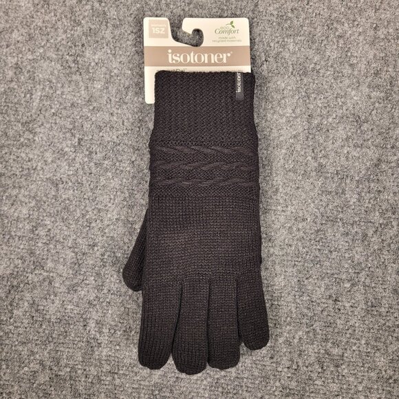 isotoner Accessories - Women's Isotoner Water Repellent Reverse Cable Knit Gloves, Black